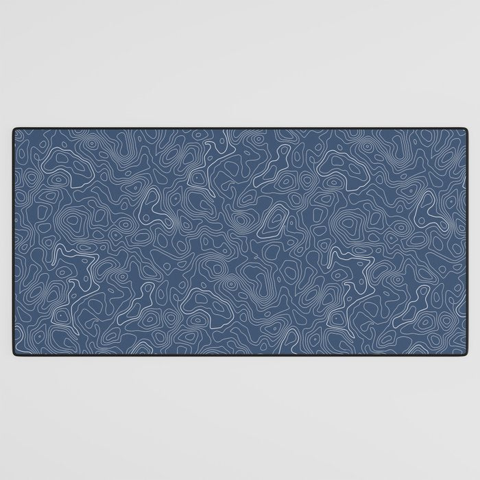 Blue Topographical Map Desk Mat Gallery Image 3