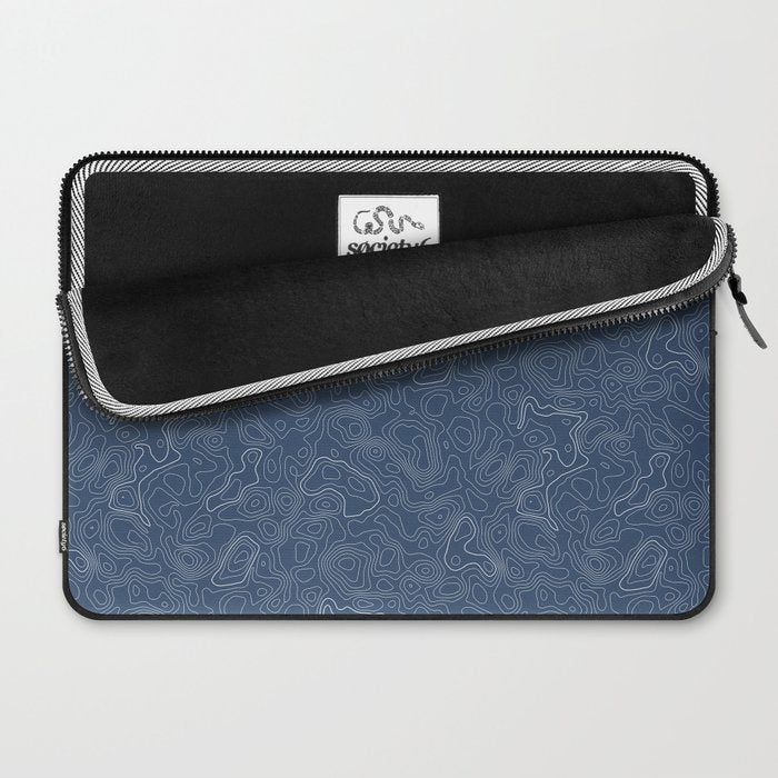 Blue Topographical Map Laptop Sleeve Gallery Image 2