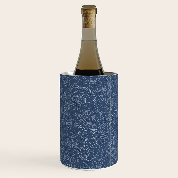 Blue Topographical Map Wine Chiller Gallery Image 3