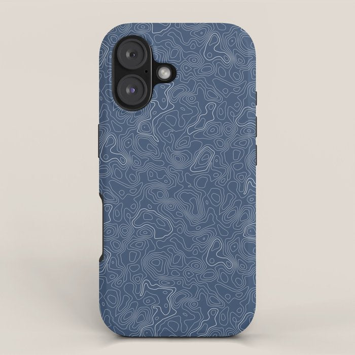 Blue Topographical Map iPhone Case Gallery Image 1