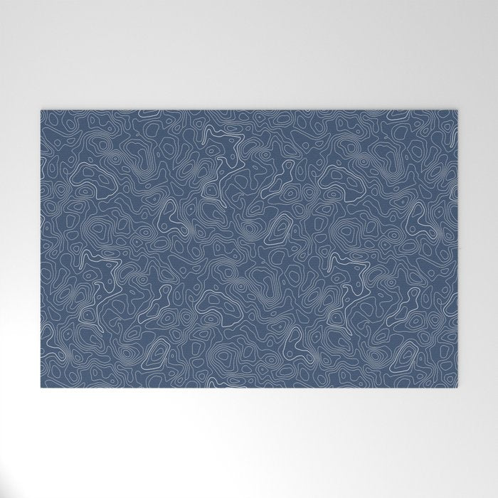 Blue Topographical Map Welcome Mat Gallery Image 1