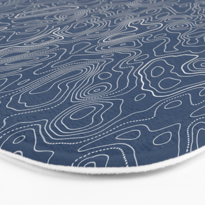 Blue Topographical Map Bath Mat Gallery Image 3