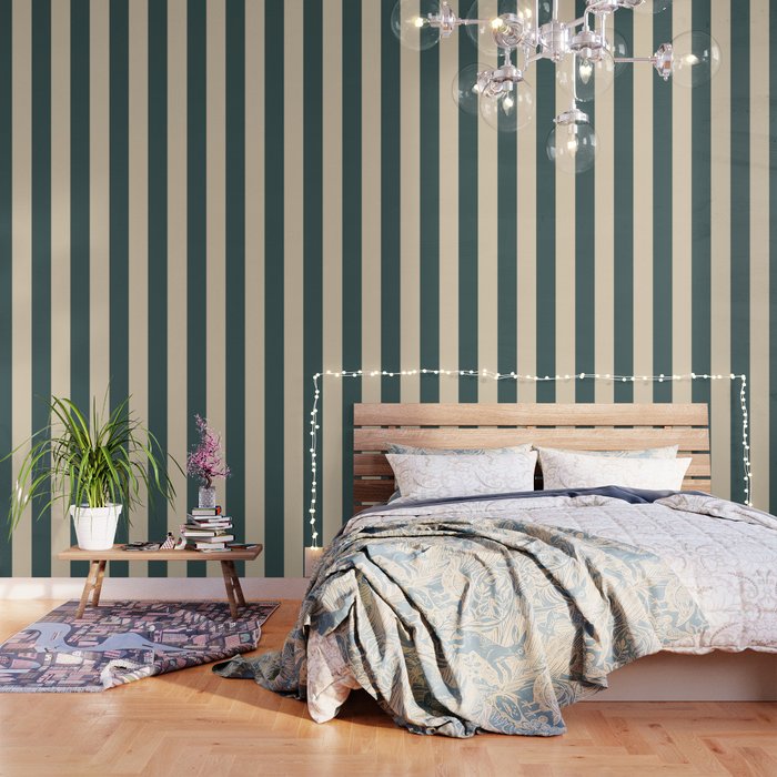 Green And Cream Vertical Stripes Wallpaper Gallery Image 3