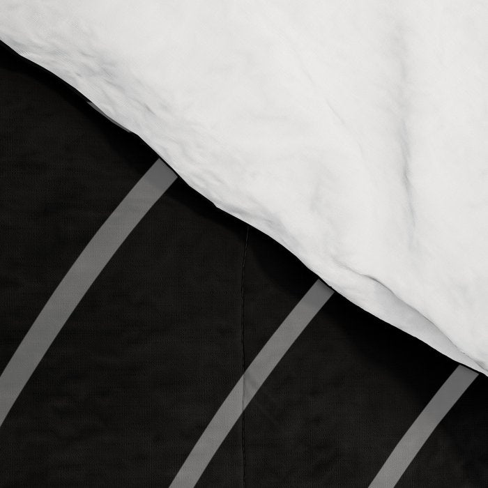 Minimal Line Curvature XXVI Black and Grey Mid Century Modern Arch Abstract Comforter Gallery Image 4