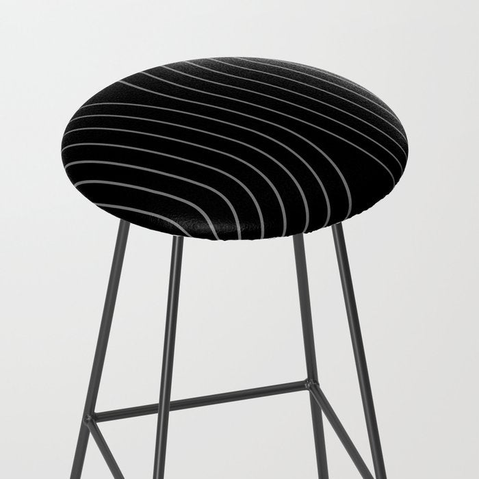 Minimal Line Curvature XXVI Black and Grey Mid Century Modern Arch Abstract Stool Gallery Image 2