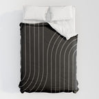 Minimal Line Curvature XXVI Black and Grey Mid Century Modern Arch Abstract Comforter Gallery Image 6