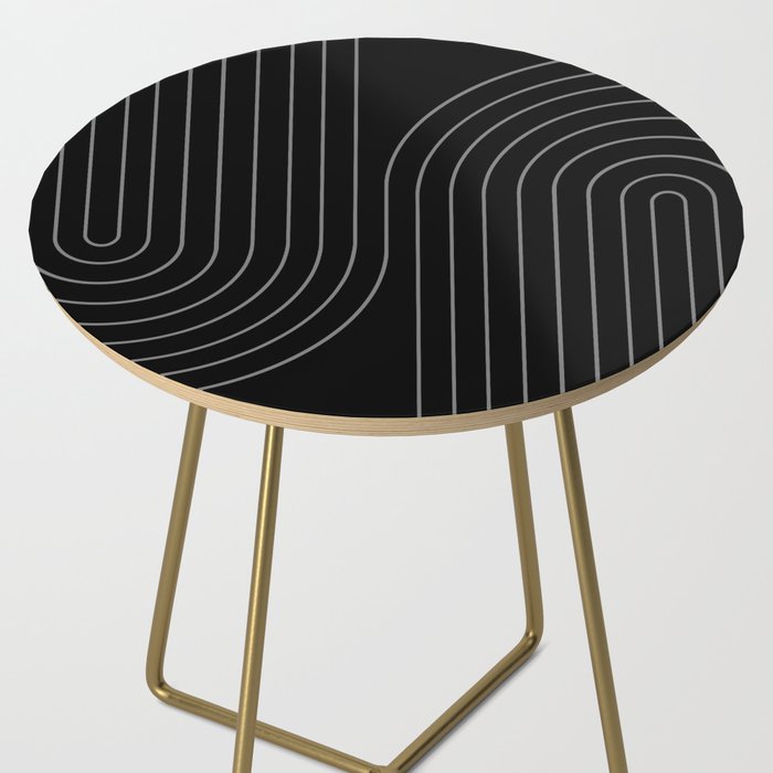 Minimal Line Curvature XXVI Black and Grey Mid Century Modern Arch Abstract Side Table Gallery Image 2