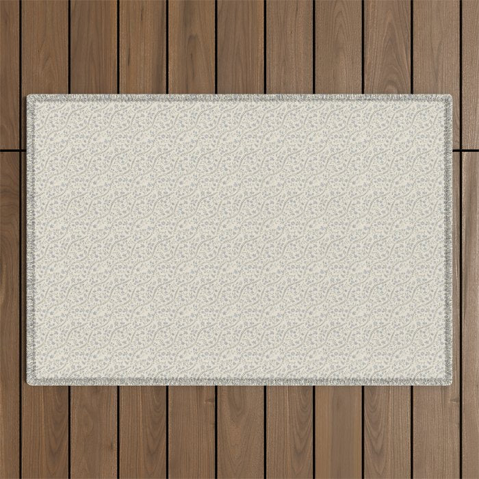Diagonal Trailing Ditsy Floral - Cream Blue Outdoor Rug Gallery Image 1