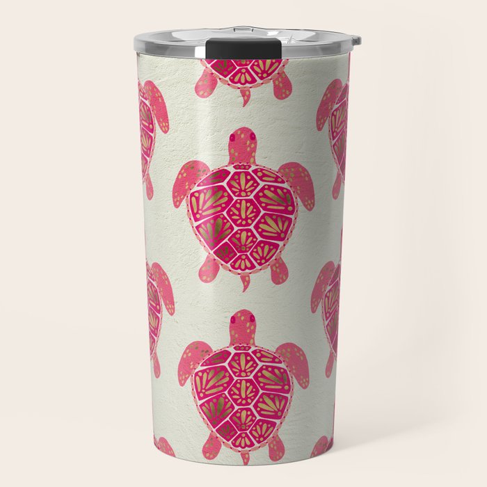 Sea Turtle in Pink & Gold Travel Mug Gallery Image 1