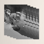 Boy and Dog Playing Golf Vintage Black and White Art Wrapping Paper Gallery Image 3