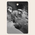 Boy and Dog Playing Golf Vintage Black and White Art Cutting Board Gallery Image 1