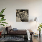 Boy and Dog Playing Golf Vintage Black and White Art Wood Wall Art Gallery Image 2