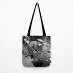 Boy and Dog Playing Golf Vintage Black and White Art Tote Bag Gallery Image 2
