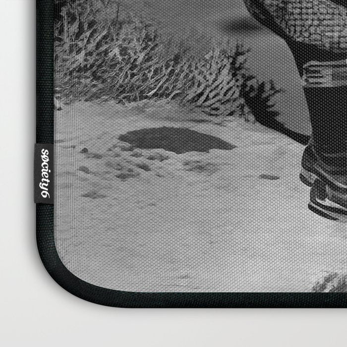Boy and Dog Playing Golf Vintage Black and White Art Laptop Sleeve Gallery Image 3