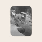 Boy and Dog Playing Golf Vintage Black and White Art Bath Mat Gallery Image 1