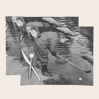 Boy and Dog Playing Golf Vintage Black and White Art Placemat Gallery Image 1