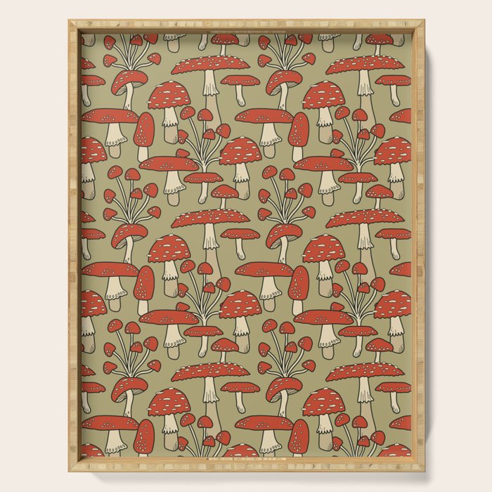 Red Cap Mushrooms on Sage Green Serving Tray Gallery Image 1