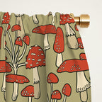 Red Cap Mushrooms on Sage Green Window Curtain Gallery Image 2