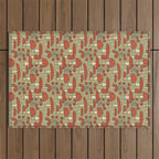 Red Cap Mushrooms on Sage Green Outdoor Rug Gallery Image 1