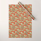 Red Cap Mushrooms on Sage Green Wrapping Paper Gallery Image 1