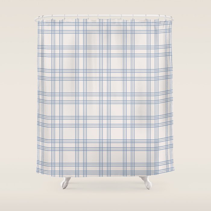 Blue And Cream Gingham Shower Curtain Gallery Image 1