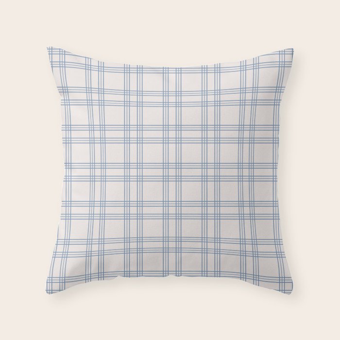 Blue And Cream Gingham Throw Pillow Gallery Image 6
