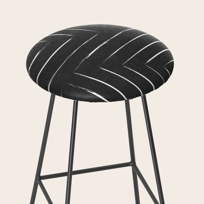 Black White Lines Minimalist Stool Gallery Image 2
