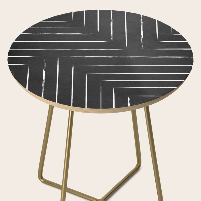 Black White Lines Minimalist Side Table Gallery Image 2