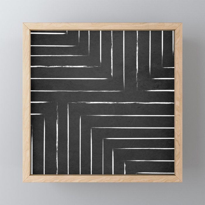 Black White Lines Minimalist Mini Art Print Gallery Image 1