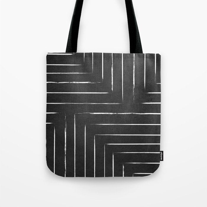 Black White Lines Minimalist Tote Bag Gallery Image 1
