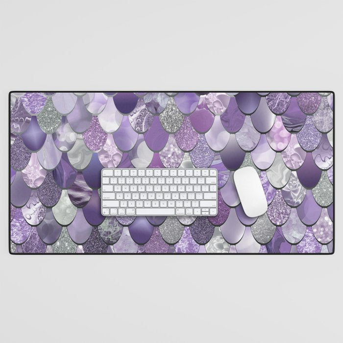 Mermaid Purple and Silver Desk Mat Gallery Image 1