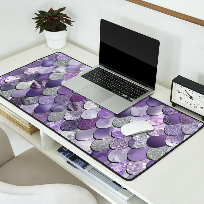 Mermaid Purple and Silver Desk Mat Gallery Image 2