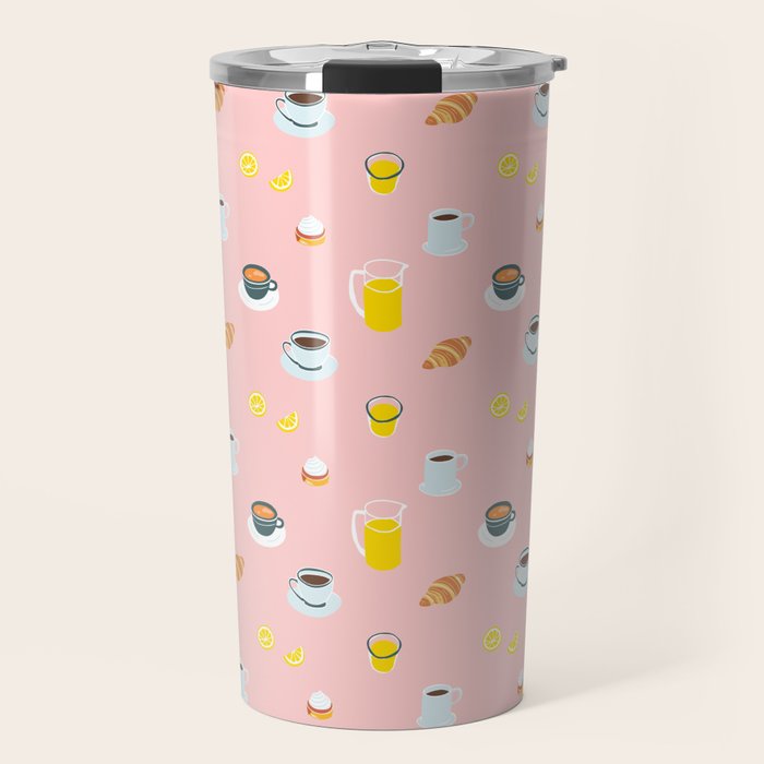 Retro breakfast coffee food pattern Travel Mug Gallery Image 1
