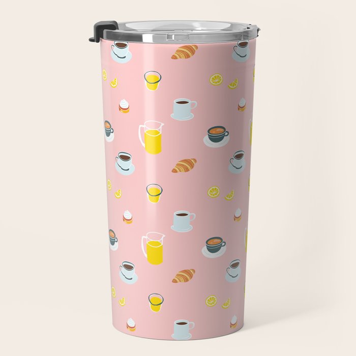 Retro breakfast coffee food pattern Travel Mug Gallery Image 3