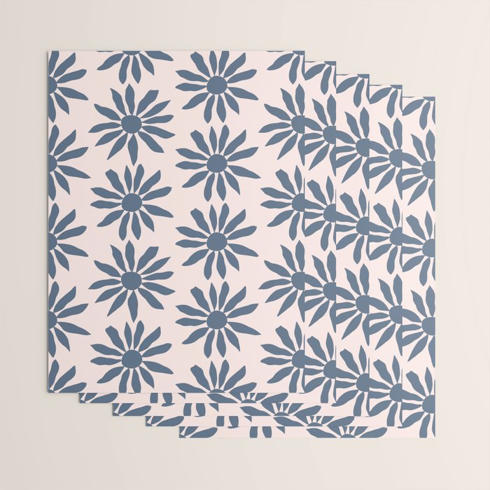 Blue Flowers on Pink Background - Pattern Wrapping Paper Gallery Image 3