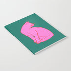 Pink Cat On Green Background Notebook Gallery Image 2