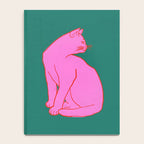 Pink Cat On Green Background Notebook Gallery Image 4