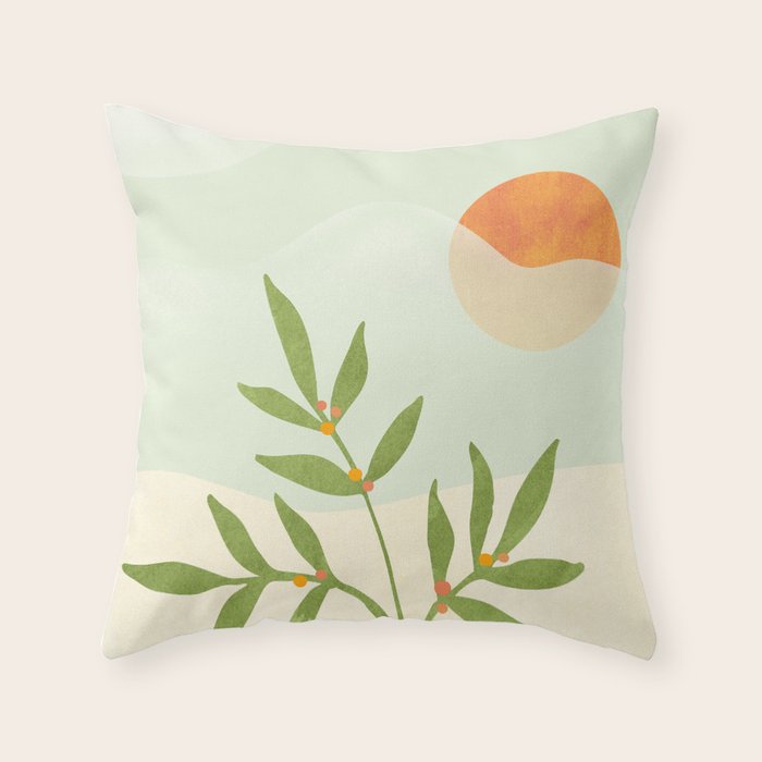 Bohemian Terrace Landscape Throw Pillow Gallery Image 1
