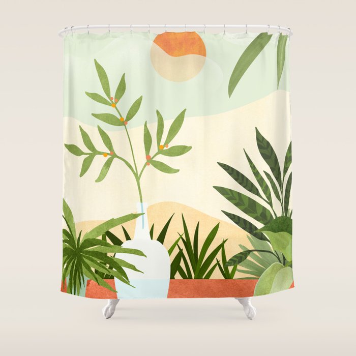 Bohemian Terrace Landscape Shower Curtain Gallery Image 1