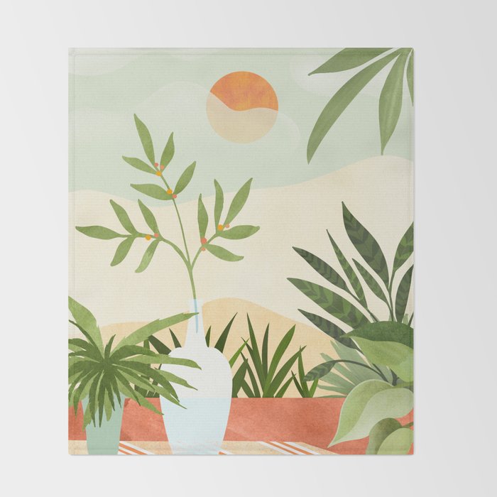 Bohemian Terrace Landscape Throw Blanket Gallery Image 2