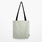 Classic Double Stripe Pattern Sage Green and White Tote Bag Gallery Image 2