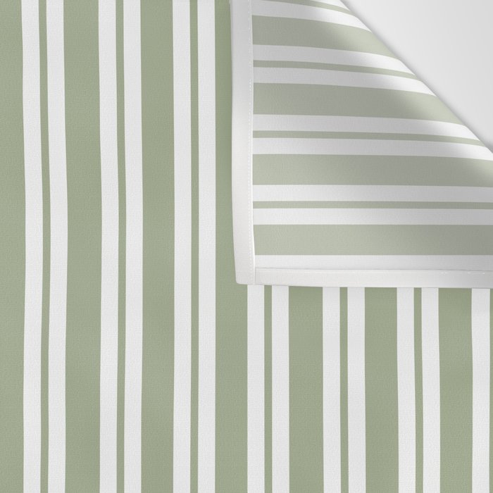 Classic Double Stripe Pattern Sage Green and White Wall Tapestry Gallery Image 3