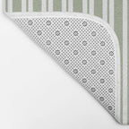 Classic Double Stripe Pattern Sage Green and White Bath Mat Gallery Image 2