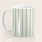 Classic Double Stripe Pattern Sage Green and White Coffee Mug Gallery Image 3
