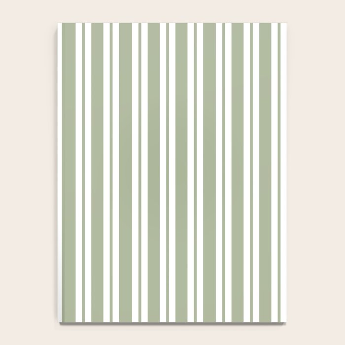 Classic Double Stripe Pattern Sage Green and White Notebook Gallery Image 4