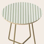 Classic Double Stripe Pattern Sage Green and White Side Table Gallery Image 2