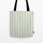 Classic Double Stripe Pattern Sage Green and White Tote Bag Gallery Image 1