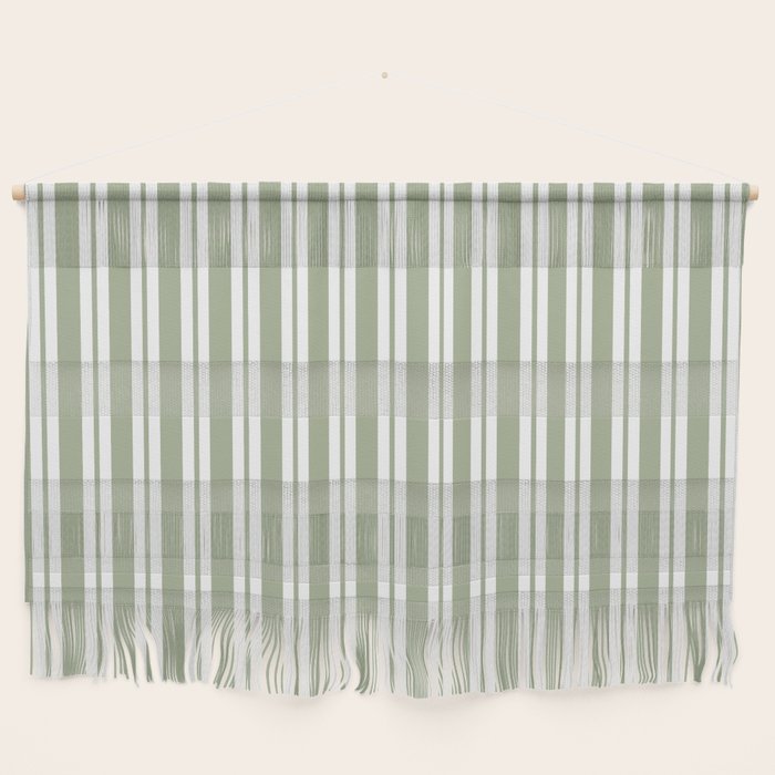 Classic Double Stripe Pattern Sage Green and White Wall Hanging Gallery Image 1