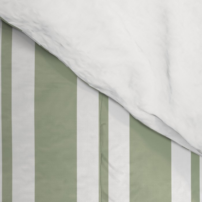 Classic Double Stripe Pattern Sage Green and White Comforter Gallery Image 4