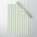 Classic Double Stripe Pattern Sage Green and White Wrapping Paper Gallery Image 1